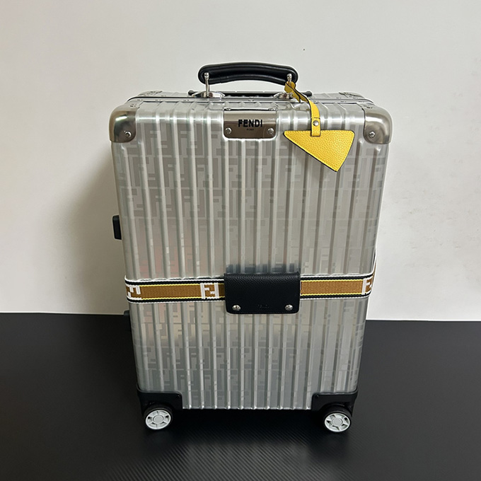rimowa fendi joint‑edition aluminum ff monogram cabin suitcase
